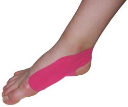 King Brand® Pink Support Tape Applied to an Ankle