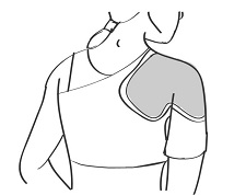 An Illustration of the Back View of a Person Wearing a King Brand Side Shoulder ColdCure Wrap