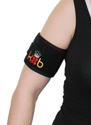 A Person Wearing a King Brand Wrist ColdCure Wrap on Their Bicep